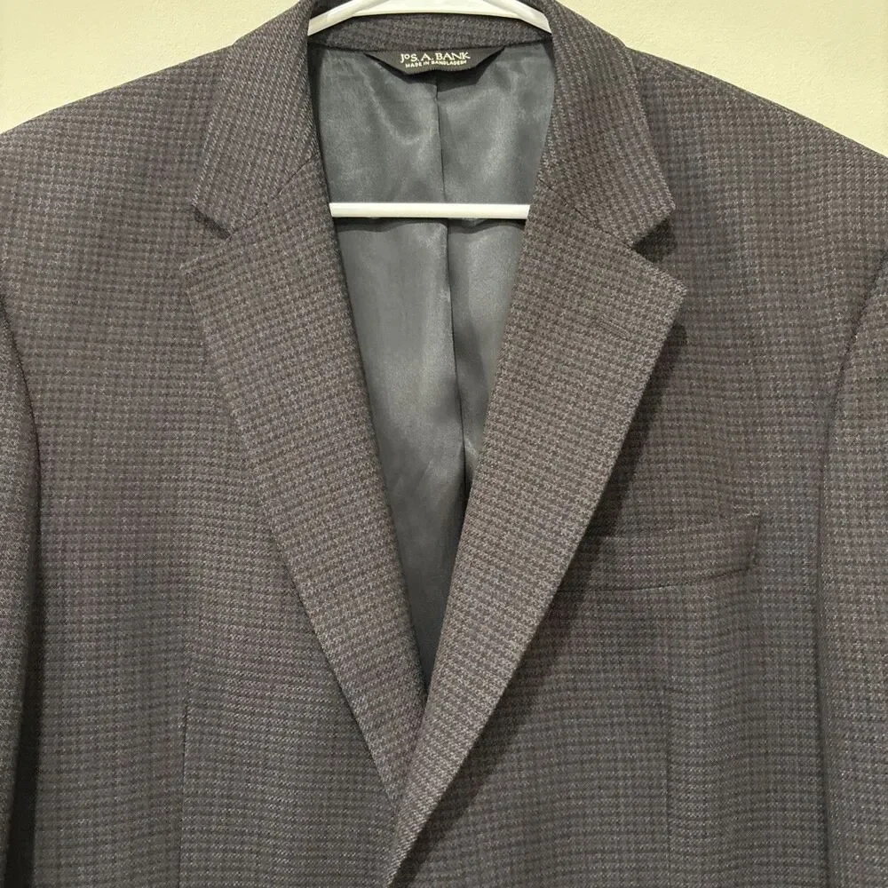 JOS A BANK mens multicolor HOUNDSTOOTH 100%‎ WOOL sport coat jacket blazer 42 R